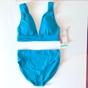 Contours by Coco Reef Ladies Two Piece Teal Shaping Swimwear Size 10